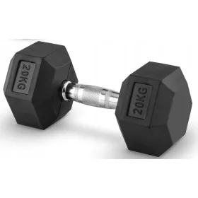   Fiksna utež 20 kg, gumirana litina, 20 kg HEX, za trening SOLID