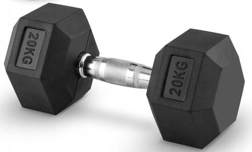 Fiksna utež 20 kg, gumirana litina, 20 kg HEX, za trening SOLID