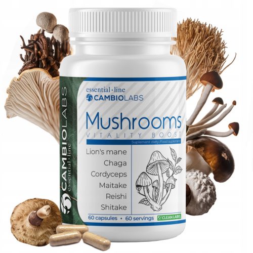 Mushrooms Vitality Boost iz CambioLabs - naravna moč vitalnih gob v kapsulah