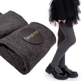   Otroške dekliške hlačne nogavice 80 DEN z bombažem Fenome grafit melanž mat