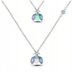    Srebrna verižica z obeskom iz srebra 925 MOTH se sveti v temi + ŠKATLA