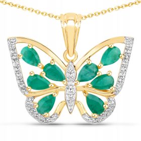 Pozlačen verižni obesek s pravim smaragdom in cirkonijem