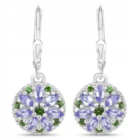  SREBRNI UHANI NARAVNI TANZANIT DIOPSID