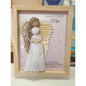   Makrame angel varuh v okvirju za molitev - Angelček za spomin na krst