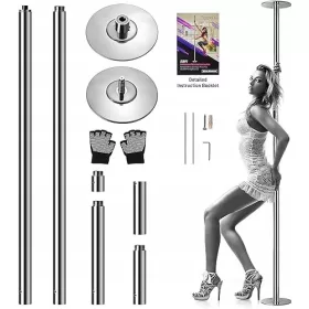   POLE DANCE TUBE ZA PLES ROTACIJSKA IN STATIČNA NASTAVLJIVA CEV SREBRNA