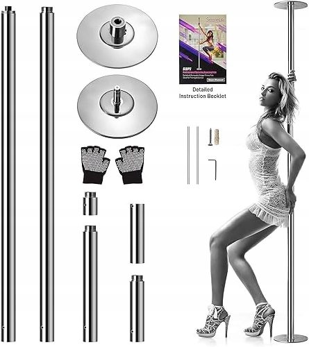 POLE DANCE TUBE ZA PLES ROTACIJSKA IN STATIČNA NASTAVLJIVA CEV SREBRNA