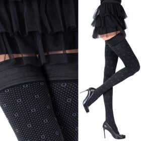   Fenome Elegantne Samonosne Silikonske Nogavice za Zapiranje s Cvetličnimi Vzorci, Črne