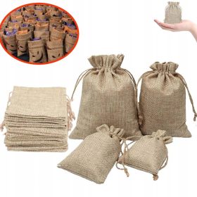 Juta vrečka za ponovno uporabo 9x12 cm - 50 kosov z vrvico