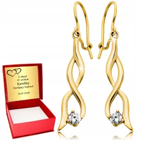  VISEČI UHANI Z GRAVIRANJEM NESKONČNOSTI ZLATA 585