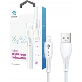   USB-A - Lightning kabel Korgy ALW20 2m Hitro polnjenje 480 Mb/s Bel