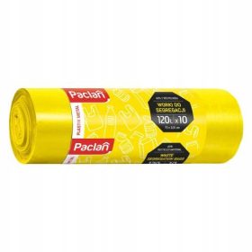   Vrečke za ločevanje odpadkov PACLAN za plastiko in kovino, RUMENE, 120 l, 10 kosov