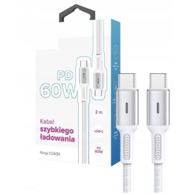   USB-C - USB-C kabel Korgy CCW20 60W 2m hitro polnjenje pleten najlon bel