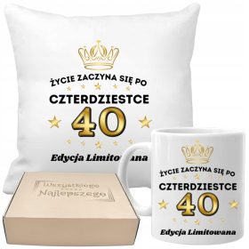 Darilni set za 40. rojstni dan - Poduszka in kubek v škatli