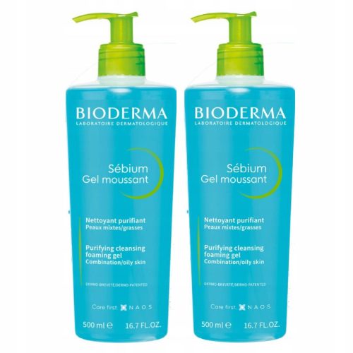 Bioderma Sébium Gel Moussant Antibakterijski Čistilni Gel za Obraz, 2 x 500 ml