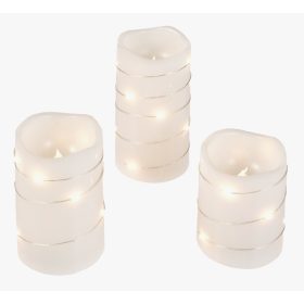   Belilne LED sveče z okrasno LED verižico, 3 kos, jesenska dekoracija