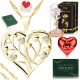 Golden Heart Necklace with Eternal Rose LED Gift for Grandma Women