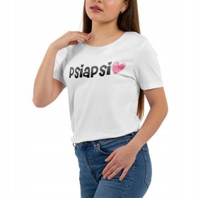   enska oprijeta majica s kratkimi rokavi "Psiapsi" - za prijateljico Bela