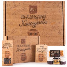   DARILO ZA UČITELJA Premium Set z zelenim čajem, notesom, medeno ploščico in personaliziranim tiskom