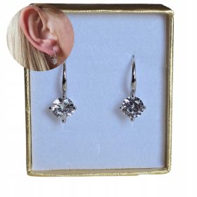   Srebrni uhani 925 za deklice z zaponko iz angleškega kubičnega cirkonija