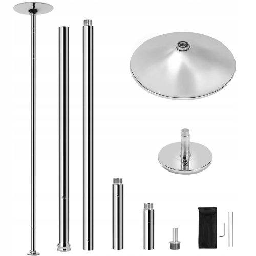 Pole Dance Palica Yaheetech 45 mm, Rurka za Ples na Stolpu od 225 do 274,5 cm, Srebrna