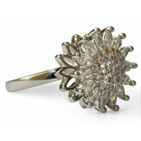   Soncev obracajoči se srebrni antistres prstan iz kirurškega jekla z vrtečo se sončnico