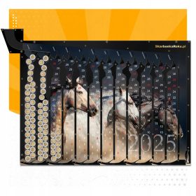   Koledar Konji 2025 | Hranilnik 5 PLN Slike živali Psi Mačke Konji XL