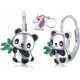 Srebrne uhanke za deklico Panda, 925 srebro