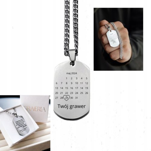 Personalizirana pasja oznaka s koledarjem in ogrlico