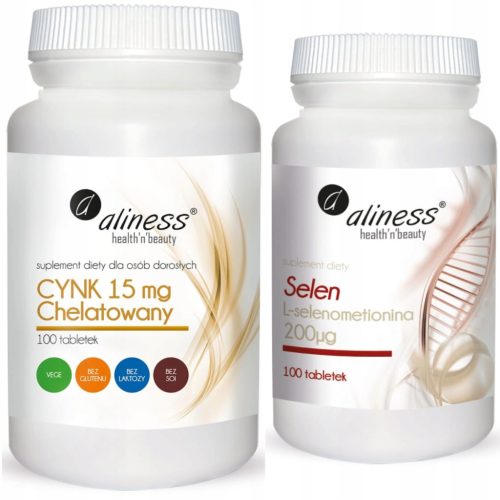 Aliness Cink Kelat 15mg in Selen L-selenometionin 200mcg za zdravje kože, las in nohtov