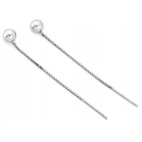    Modni dolgi verižični uhani iz srebra 925 s kroglico ob ušesu