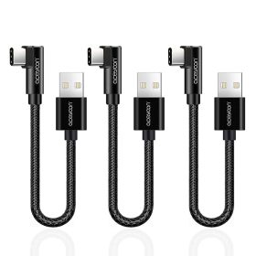 Kratek kabel USB C, 20 cm, 3 kosi, kot 90°, najlon, pleten
