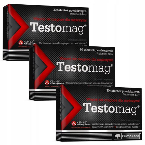 OLIMP Testomag - Multivitaminski Dodatek za Moške z Magnezijem, Cinkom in Ashwagandho