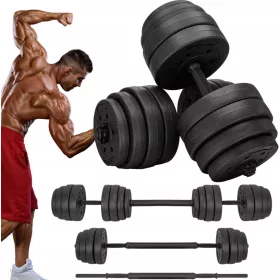   ADJUSTABLE Dumbbells + ročna palica komplet za vadbo uteži 2x20kg 40kg