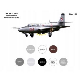   MODEL za lepljenje letala TS-11 ISKRA Komplet: temeljni premaz, barve, laki, pranje