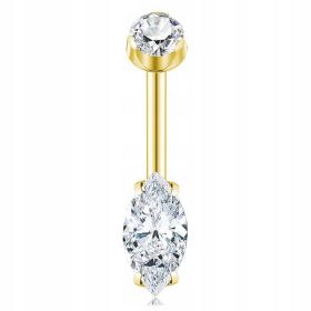 TITANOV PIERCING ZA POPEK Z ZLATOM IN CIRKONIJI 1,6/10