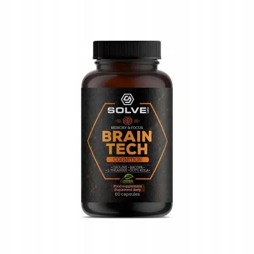 Brain Tech - Doplačilo za izboljšanje spomina in koncentracije z vitaminom B6, 60 kapsul