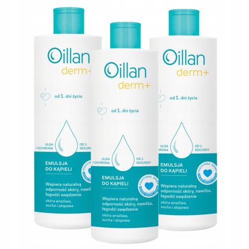 Mlečna kopel OILLAN Derm+ za atopično kožo, 400 ml (3 kosi)
