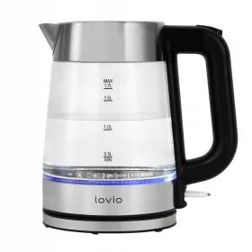    LOVIO akumulatorski električni grelnik vode Brezžični stekleni kuhalnik vode LVGEK001 2200 W 1,7 l srebrno/siv