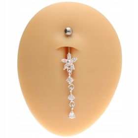   TREBUŠNI UHAN iz SREBRA AG 925 z belim CIRKONIJEM 1,6/10/5+10x36 mm