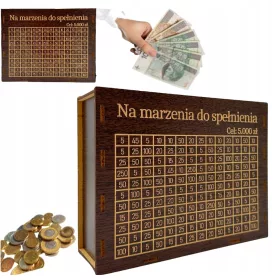   SKRINJA ZA VARČEVANJE WENGE Z GRAVIRANJEM - PERSONALIZIRANO DARILNI IZZIV
