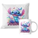 SKODICA + BLAZINA PERSONALIZIRANI DARILNI SET LILO STICH IME ZA ROJSTNI DAN