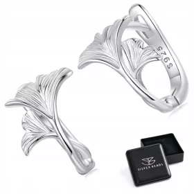    K813 Ginkgo listi srebrni obročasti uhani z zaponko iz srebra 925