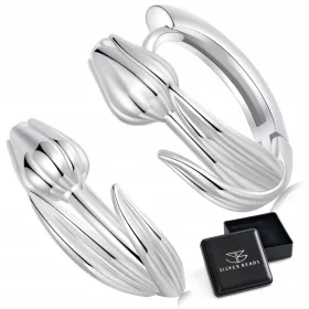    K819 Srebrni obročki s tulipani, uhani na zaponko iz srebra 925