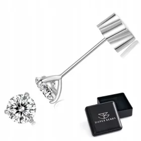    KM84 Srebrni uhani z moissaniti 3,0 x 3,0 mm 0,1 ct srebro 925