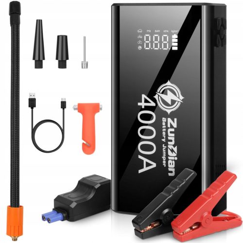 4-v-1 Avto Powerbank 4000A Zagonski Kompresor 12V 8.0L Bencin 6.0L Diesel