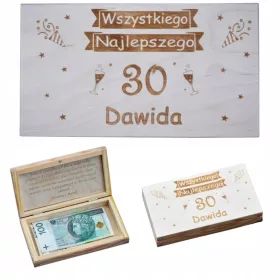   Personalizirana lesena škatla za darilo, denar in rojstnodnevne želje