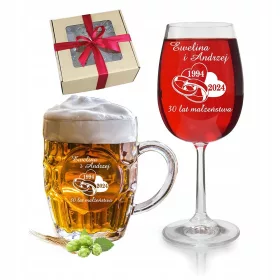   Poročna obletnica 1 5 10 15 25 50 Darilo Kozarec za Vino + Nagobnik za Pivo