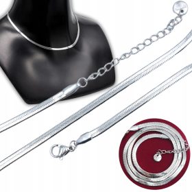   Srebrni trak za verižico kirurško jeklo 41cm +5cm x 3,2mm 316L ploščat