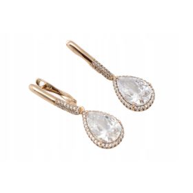    Čudoviti zlati viseči uhani, pozlačeni, VELIKI KRISTAL, cirkoni