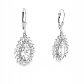    Elegantni viseči srebrni uhani z velikimi kubičnimi cirkoni. 925